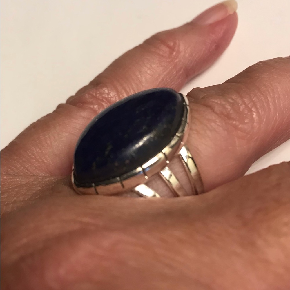 Lapis Lazuli Stamped 925 Sterling Silver Ring
